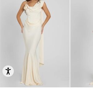 Leau Celine Corset Drape Satin Gown